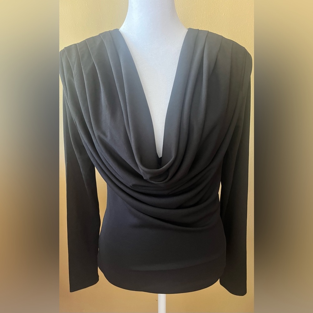 ASTR the Label Black Draped Long Sleeve Blouse